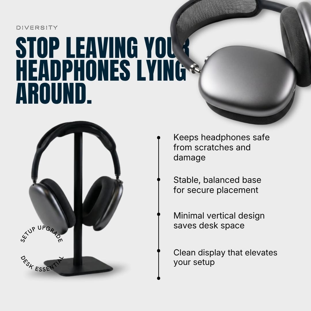 Headphone stand on desk